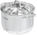 Sunhouse: Stainless Steel Stock Pot - 11 Quart - Tempered Glass Lid, 3-Ply Bottom, Soup-Pasta-Food, Boil-Simmer, All Cooktops, Dishwasher & Oven Safe