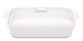ROSSALLINI Stoneware Casserole Dish Bakeware Set with Lid, Covered Rectangular Dinnerware, Large 3.2 Quart, 11 by 9 Inch, Bianco [White]