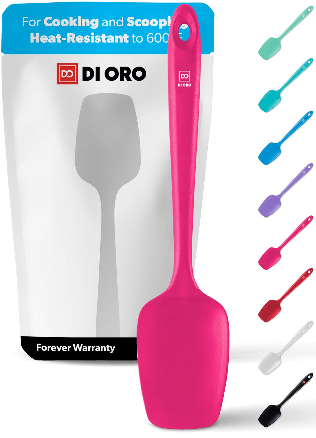 DI ORO Silicone Spoonula - Spoon Spatula, 600F Heat Resistant, Magenta