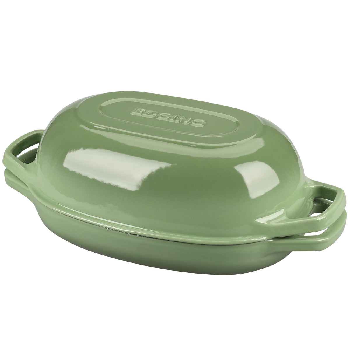 EDGING CASTING Enameled Cast Iron Oval Dutch Oven Pot with Lid, Dutch Oven for Sourdough Bread Baking, Bread Oven, Bread Dutch Oven, Oval Bread Pan, 5qt, Lake Blue