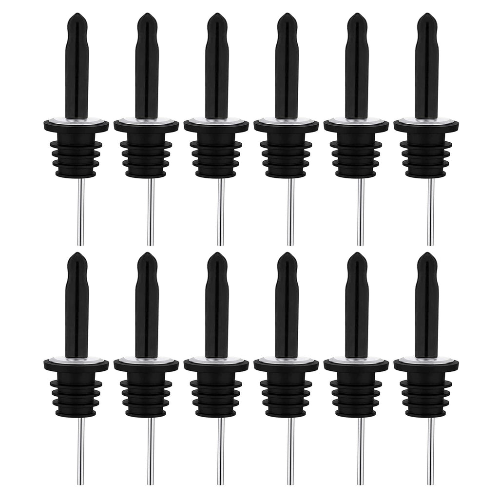 Pafusen 12 Pack Liquor Bottle Pourers, Liquor Pour Spout for Liquor Bottles, Stainless Steel Olive oil Dispenser Spout, Alcohol Pourer Spouts Dust Caps Long Covers, Sliver