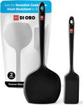 DI ORO Silicone Turner Spatula Set - 600F Heat Resistant, 2-Pc Black
