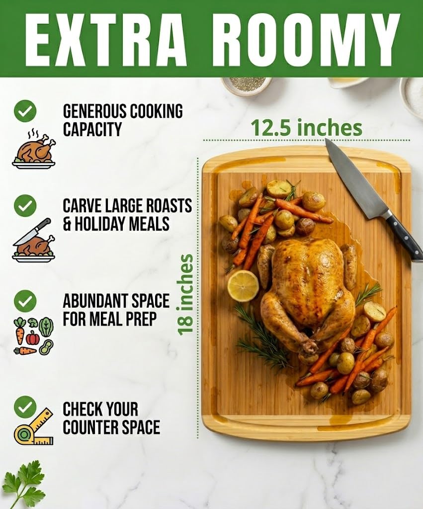 INDESTRUCTIBLE Bamboo Cutting Board (Extra Large) with Vertical Grain Strength Technology - Non Toxic, Spacious and Lightweight 18" XL Chopping Board Gift - Replacements for Life
