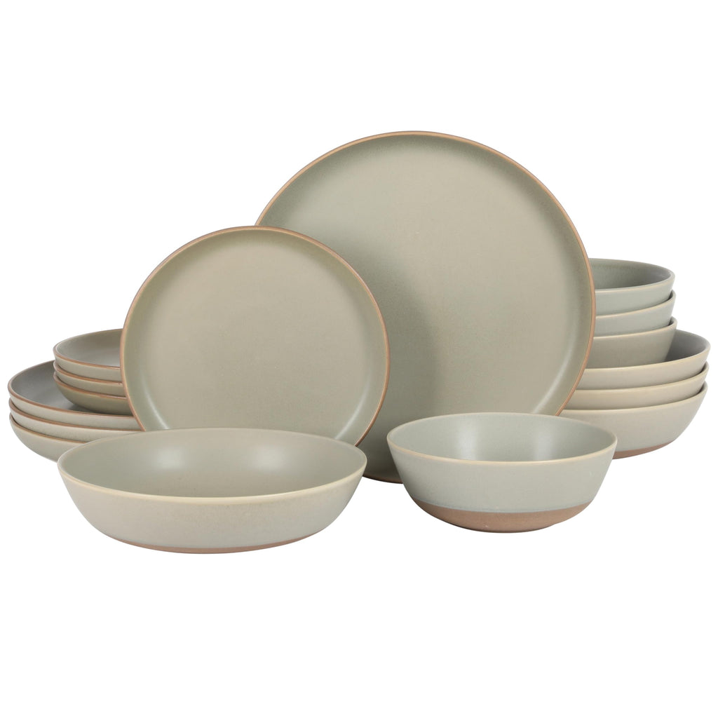 Gibson Elite Echo Bay 12 Piece Porcelain Reactive Glaze (Service for 4) Ceramic Plates and Bowls Modern Stackable Dinnerware Set - Blue