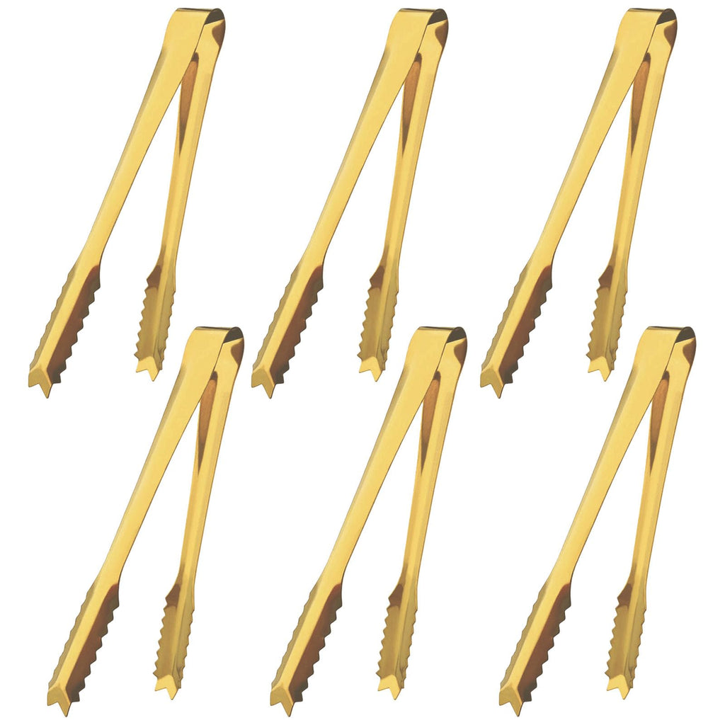 6-Pieces 6 Inch Gold Mini Tongs for Appetizers, Gold Serving Utensils for Serving Appetizers, Ice, Sugar