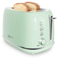 2 Slice Stainless Steel Toaster Retro with 6 Bread Shade Settings, Bagel, Cancel, Defrost Function, Extra Wide Slot, Removable Crumb Tray Green