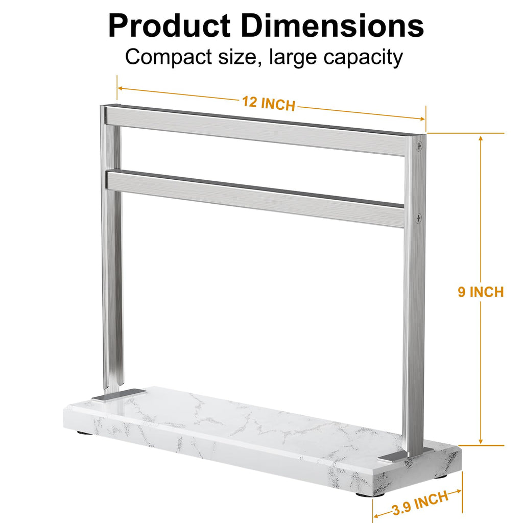 HomeSimplex Magnetic Knife Block Stand - Marble Base Magnetic Knife Holder for Counter Top - Double Sided Knife Block without Knives - Stainless Steel Magnetic Kitchen knife holder - White