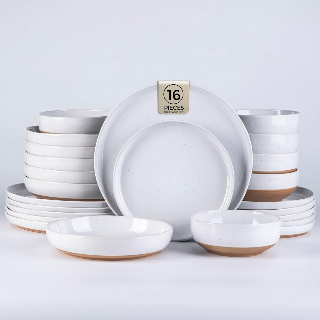 AmorArc Dinnerware Sets for 8, 24 Pieces Ceramic Plates and Bowls Set