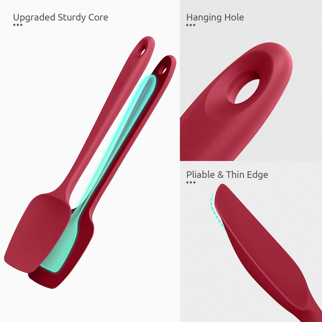 U-Taste Silicone Spoon Spatula Set of 3, 600°F High Heat Resistant, Red