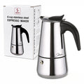 Solazzia Espresso Maker 6 Cup Moka Pot Stainless Steel Percolator coffee pot, Compatible with Gas, Electric, Ceramic, and Induction stovetops(10 fl oz/300 ml)