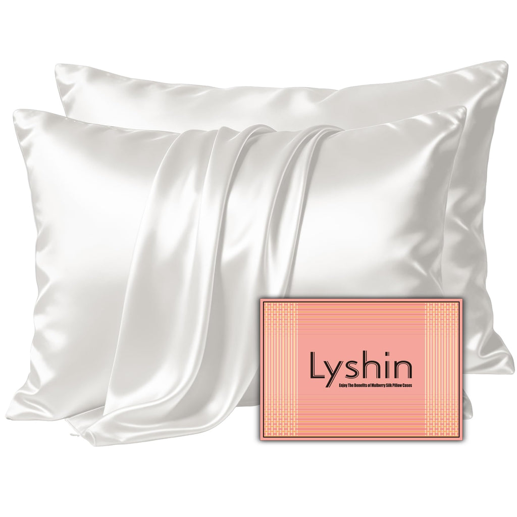 LYSHIN Black Silk Pillowcase Queen Size with Hidden Zipper