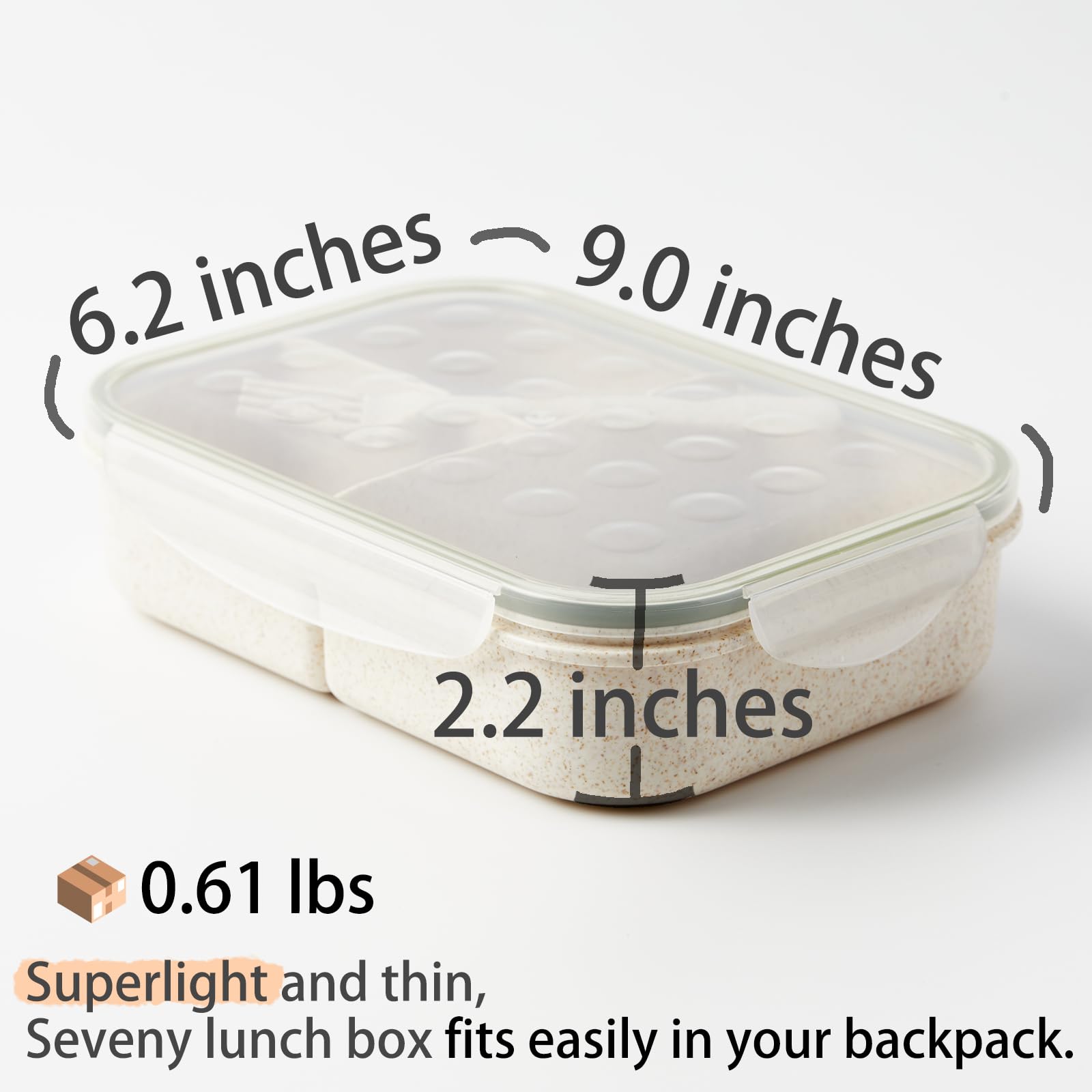 SEVENY Bento Lunch Box For Adults & Body Builders, White