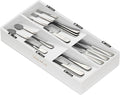 SpaceAid Bamboo Silverware Drawer Organizer with Labels, Kitchen Utensil Tray Holder Organizer for Flatware, Cutlery, Spoon and Knives Drawer Storage Organization (White, 6 Slots)