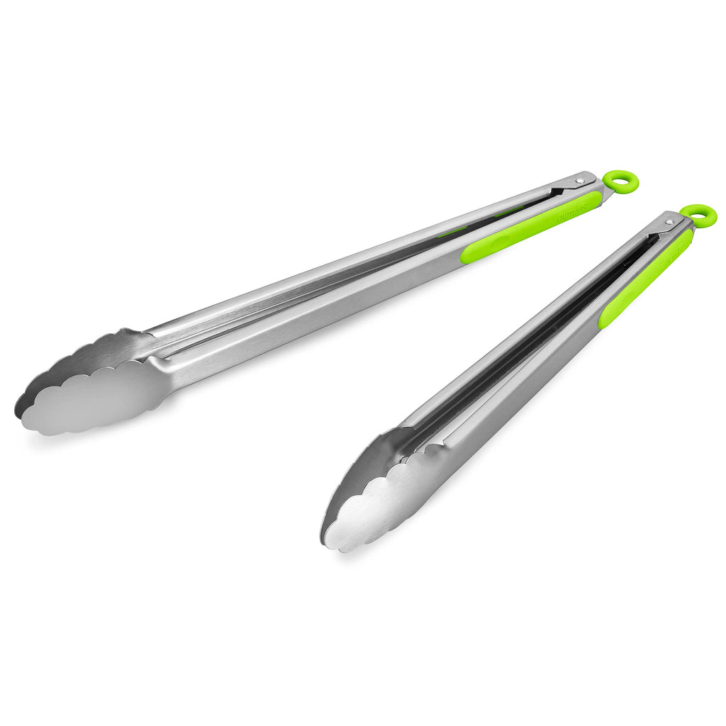 304 Stainless Steel Kitchen Cooking Tongs, 14 & 16", Set of 2, Aqua Sky