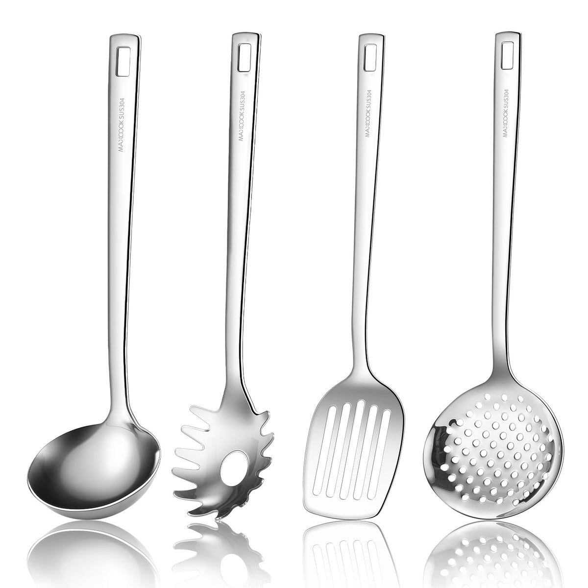 MAXCOOK Wok Spatula Set, 18/8 Stainless Steel Cooking Utensils set, 3 Pcs
