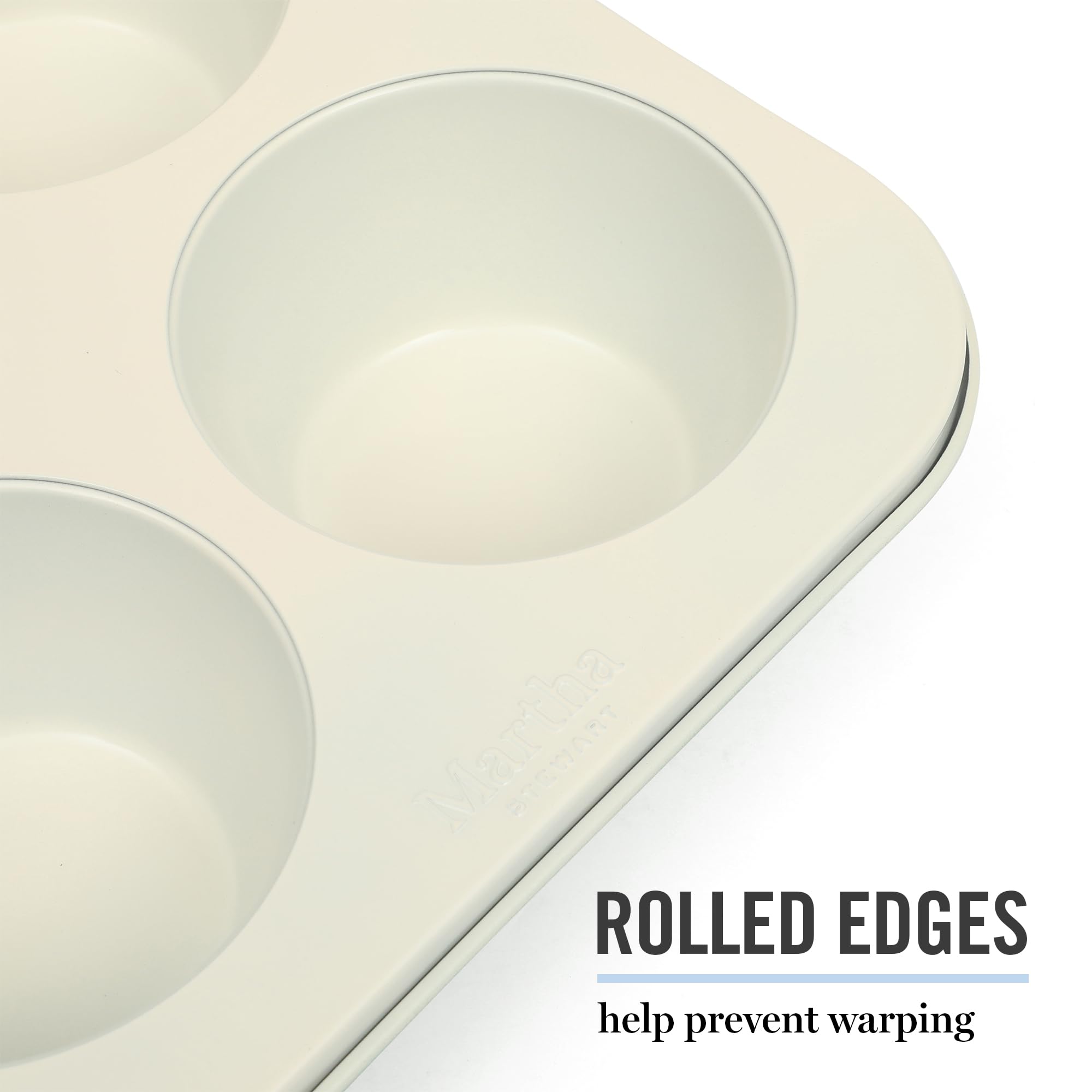 Martha Stewart Gallen 6 Cup Nonstick Carbon Steel Muffin and Cupcake Pan - Teal Durable Bakeware for Muffins, Cupcakes & Mini Cakes
