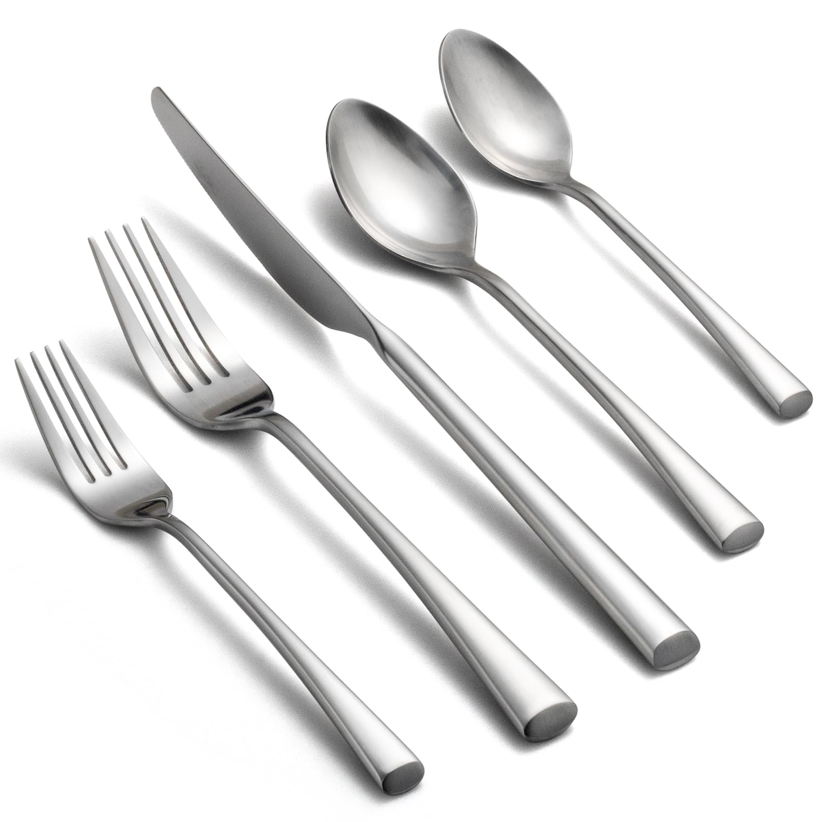 Alata Bailey 20-Piece Forged Stainless Steel Flatware Set Cutlery Set,Service for 4,Matte Satin Finish,Dishwasher Safe…