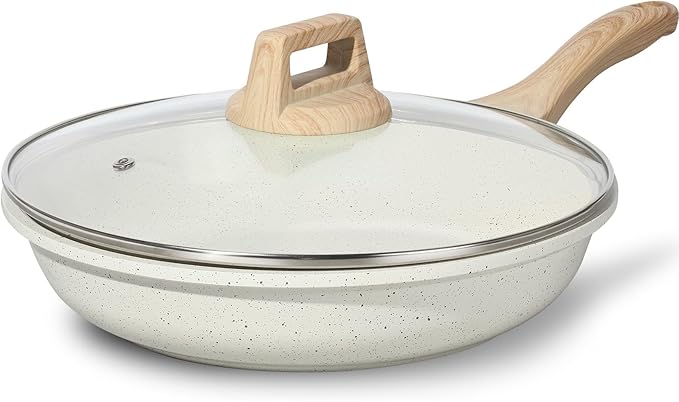 ESLITE LIFE Nonstick Ceramic Frying Pan Skillet with Lid, Non-Toxic Egg Omelette Kitchen Cooking Pans Compatible with All Stovetops (Gas, Electric & Induction)