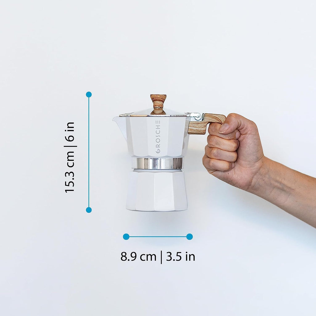 GROSCHE Milano Stovetop Espresso Maker Moka Pot 3 espresso Cup, 5 oz White
