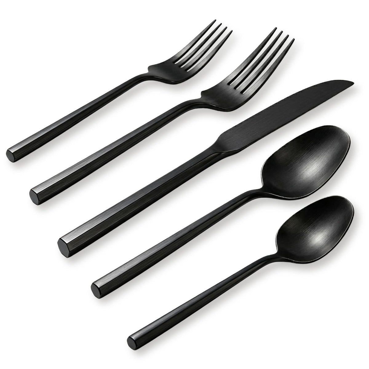 DEACORY Gold Silverware Set Matte Finish Hexagon Handle Service for 12