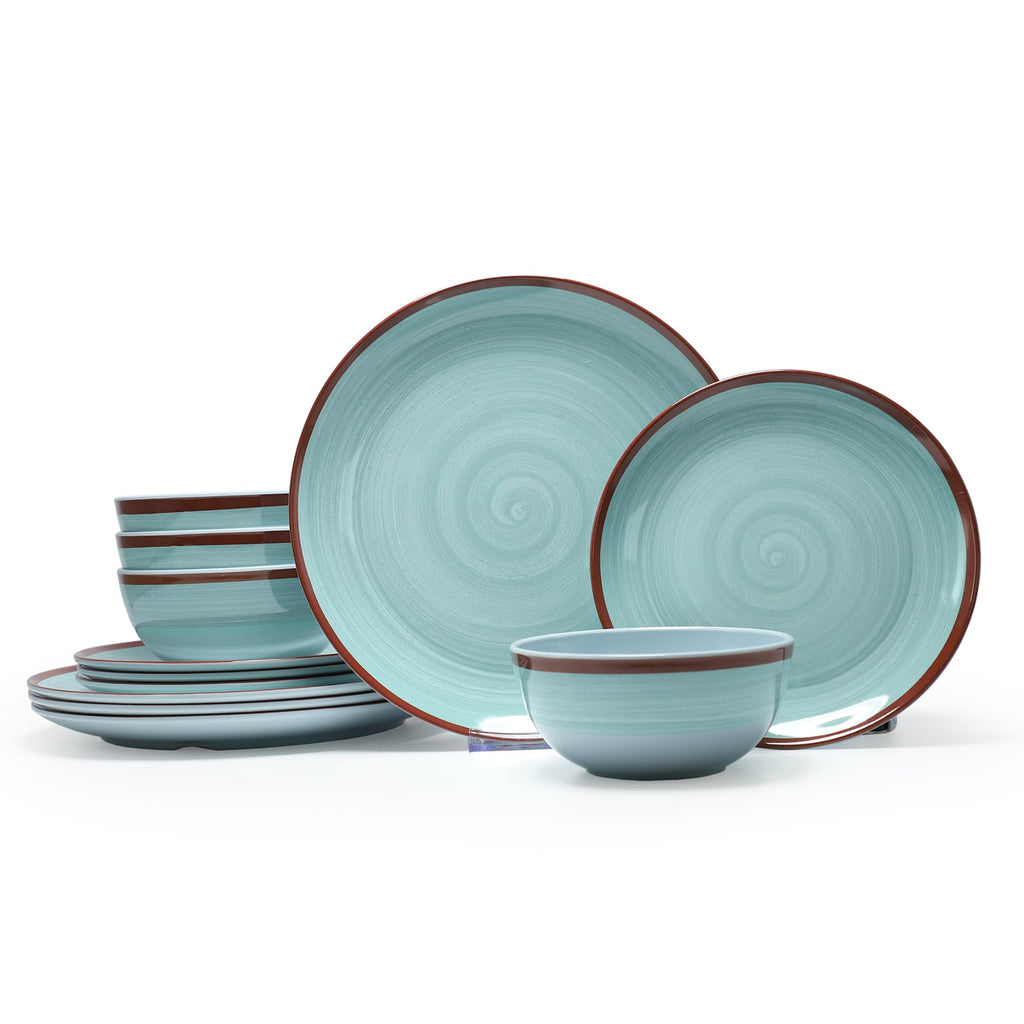 12Pcs Melamine Dinnerware Set, Plates And Bowls Sets for 4, Pink Color Dinnerware Sets, Melamine Plates Bowls Indoor and Outdoor Use Dish Set Dishwasher Safe BPA Free(Pink)