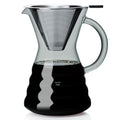 Unbreakable - Pour Over Coffee Maker with Permanent Stainless Filter 27 fl oz, Thickened Heat-Resistant Borosilicate Glass Dripper Coffee Brewer, Stovetop Safe, Ink