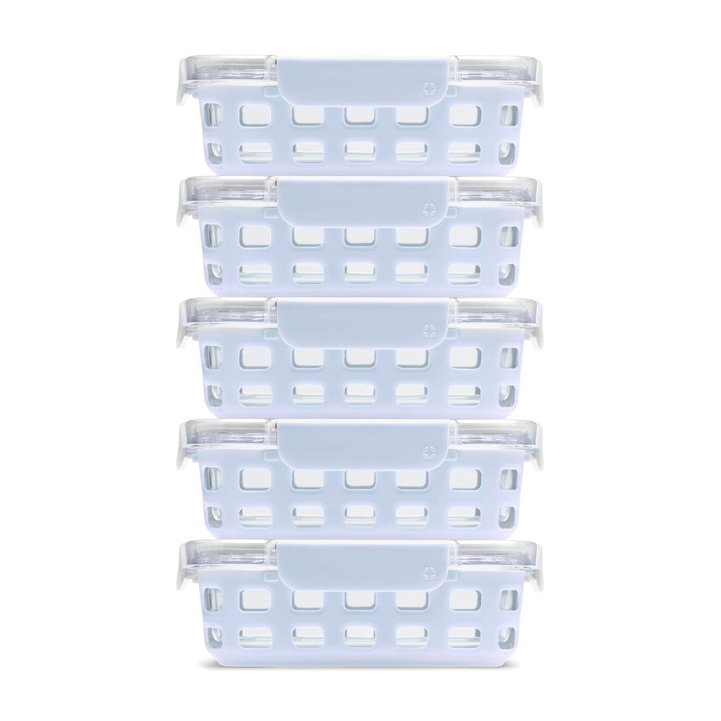 Ello Duraglass 3.4 Cup Glass Meal Prep Containers, 10 Pc, 5 Pack, Blue