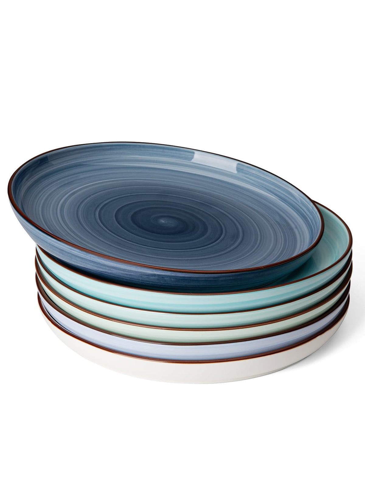 Sweese 7.4 Inch Porcelain Dessert Plates - Round Salad, Appetizer Plate Set for Kitchen, Small, Dishwasher Microwave Safe, Set of 6, Neutral
