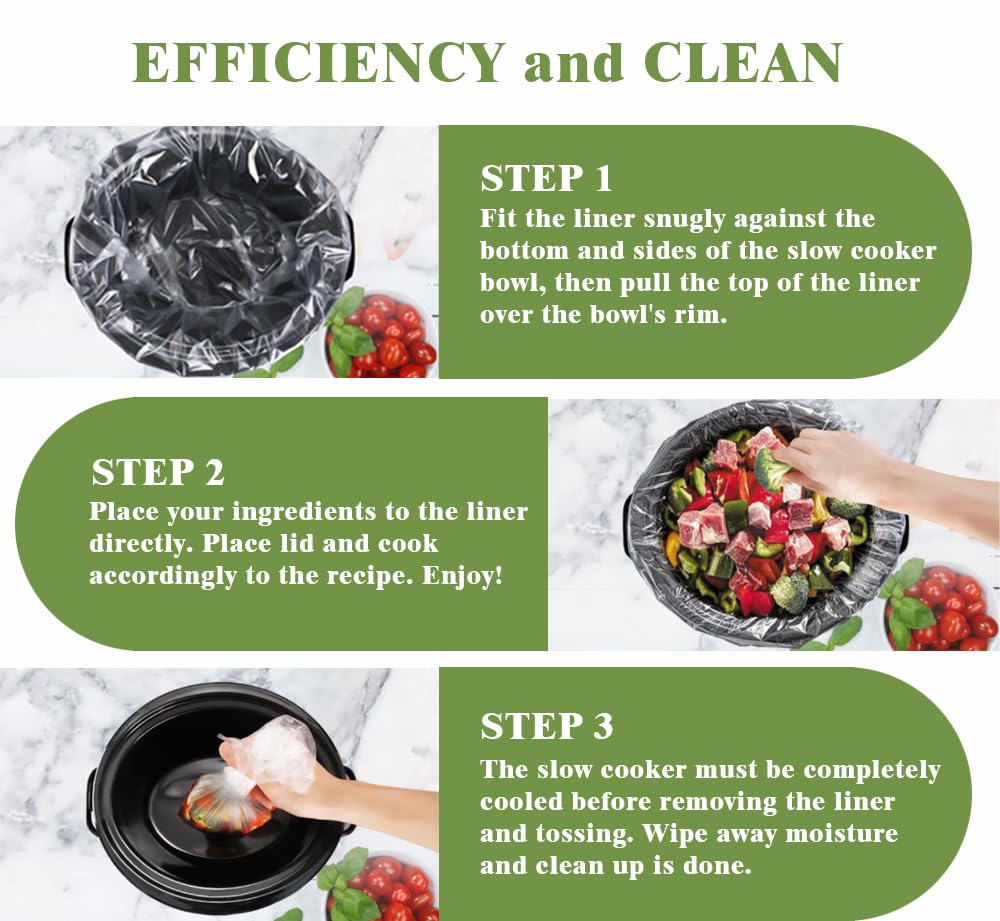 Slow Cooker Liners 20pcs, Large 13“ x 21” Disposable Cooking Bags for 3QT to 8QT Slow Cookers, Cooking Tray for Oval and Round Pots (20)