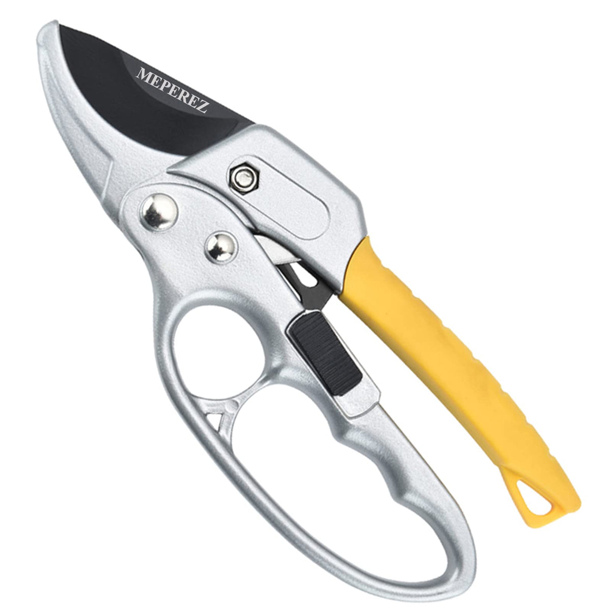 MEPEREZ Premium German-style Pruning Shears, Arthritis Weak Hand Snips, Pruners 4x Cutting Power Trimming, 1-Inch Cut Capacity Garden Clippers, Ergonomic, Durable, Super Sharp Scissors Gardening Tools
