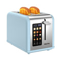 Mecity 2 Slice Touch Screen Toaster, 1.5" Wide Slot, Stainless Steel Smart Toaster for Bagels, Muffins, Waffles, Gluten-Free Breads, Defrost, Reheat, Timer, 120V 825W, Ice Blue