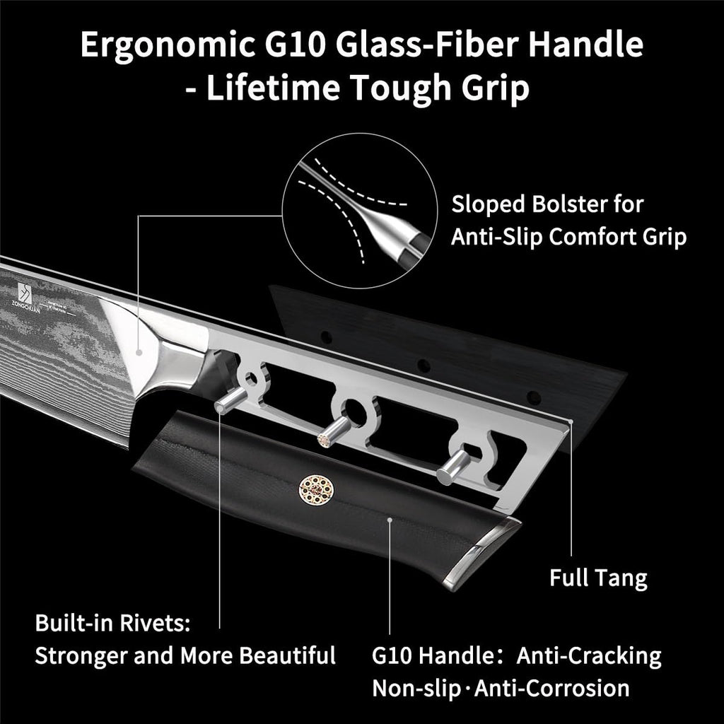 Chef Knife,8inch Damascus knife,67-Layer High Carbon Stainless Steel Kitchen Knife,Professiona Sharp Cutting Knives with Ergonomic G10 Black Handle,Gift Box for Home and Kitchen Birthday Gift