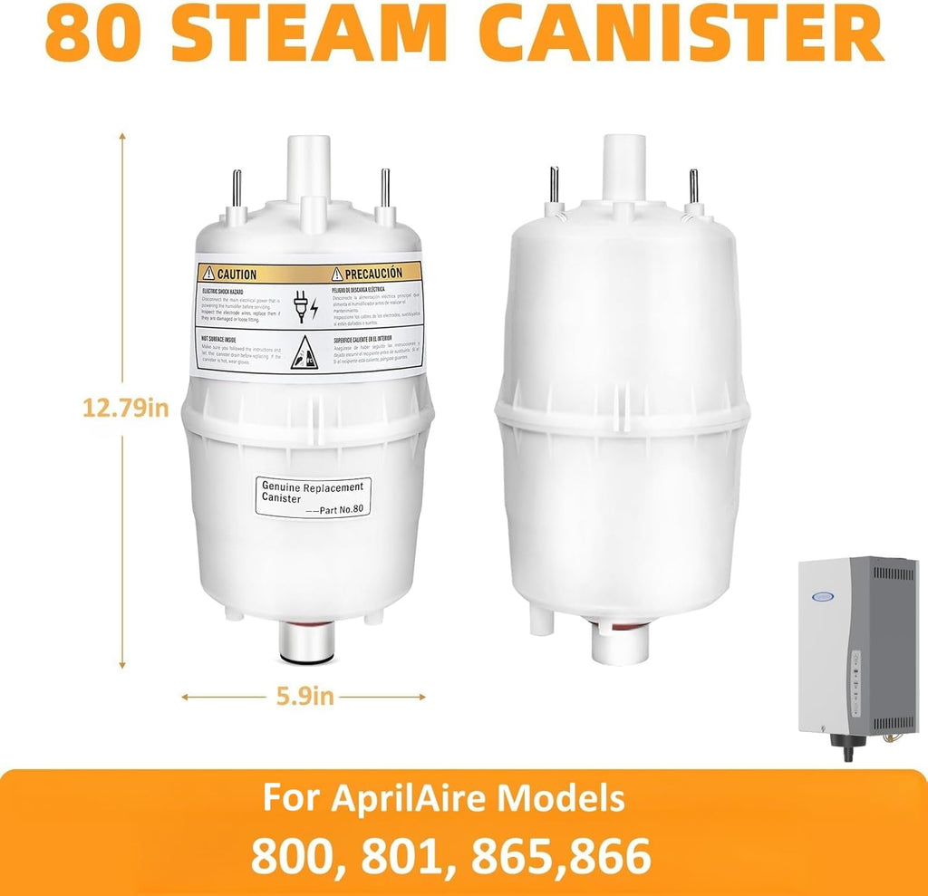 Alinwirsy Upgrade 80 Steam Canister for Aprilaire Steam Humidifier Models 800, 801, 865, 866, 80 Replacement Canister OEM Substitute for Aprilaire Canister, 1 Pack