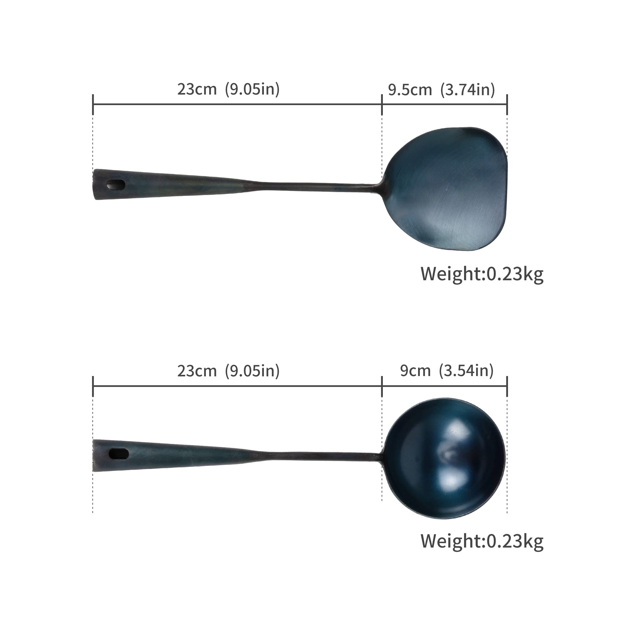ZhenSanHuan Traditional HandMade Iron Wok Ladle Long utensil Ladle 32CM