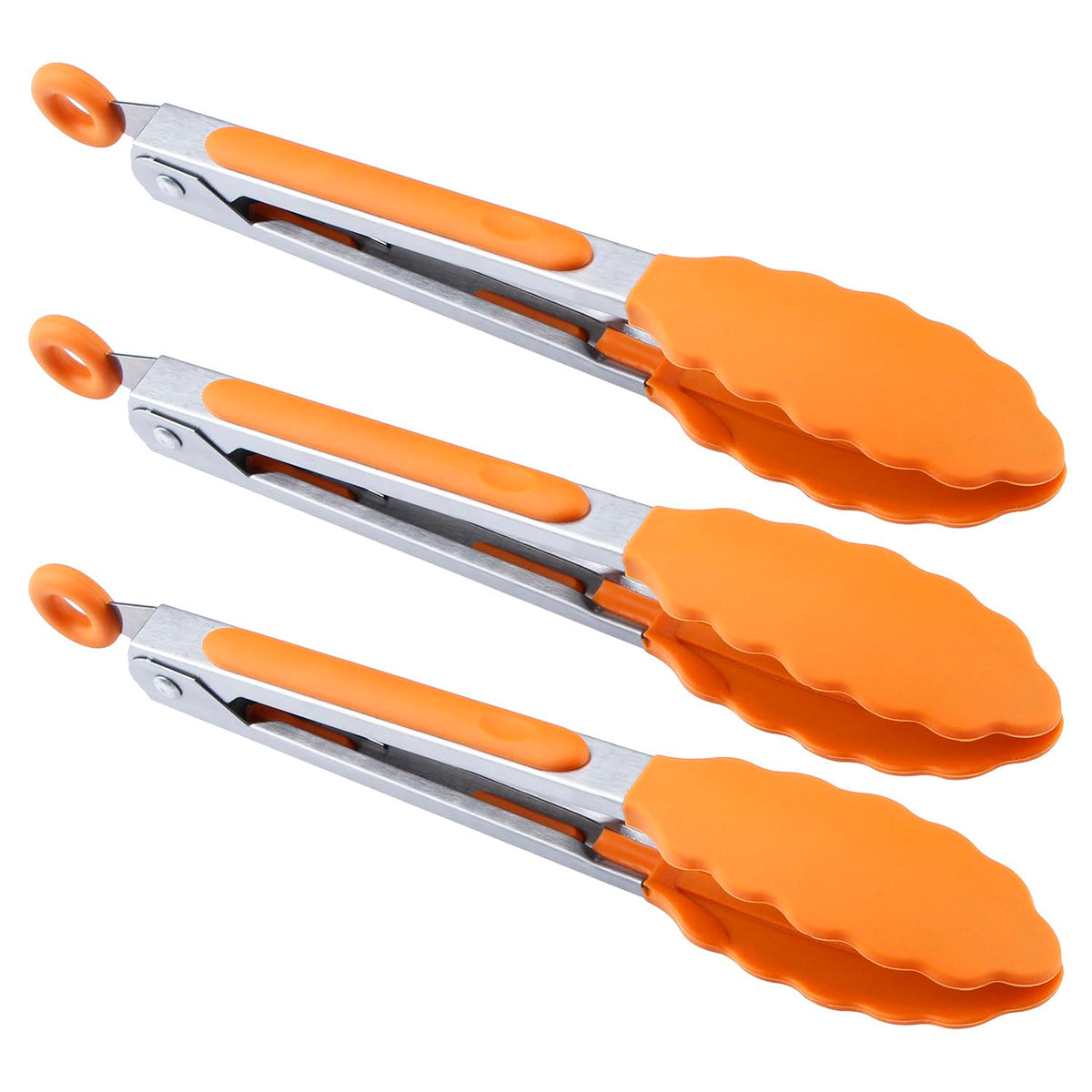 MSY BIGSUNNY Kitchen Food Tongs - 7" Mini Silicone Serving Tongs - Set of 3 (Blue)