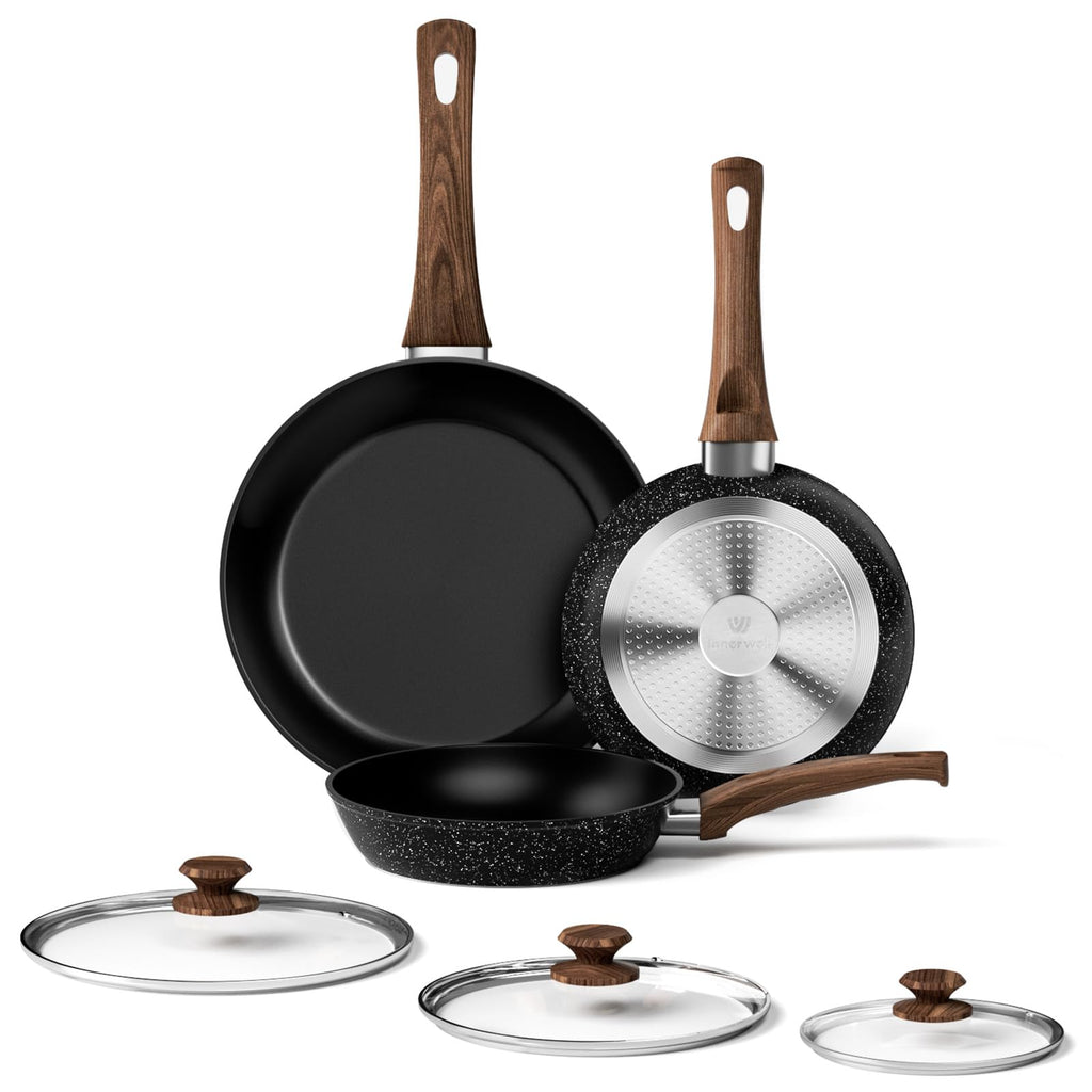 Innerwell Nonstick Ceramic Frying Pans Skillets Set 8"+9.5"+11"