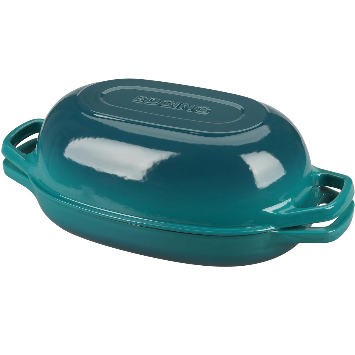 EDGING CASTING Enameled Cast Iron Oval Dutch Oven Pot with Lid, Dutch Oven for Sourdough Bread Baking, Bread Oven, Bread Dutch Oven, Oval Bread Pan, 5qt, Lake Blue