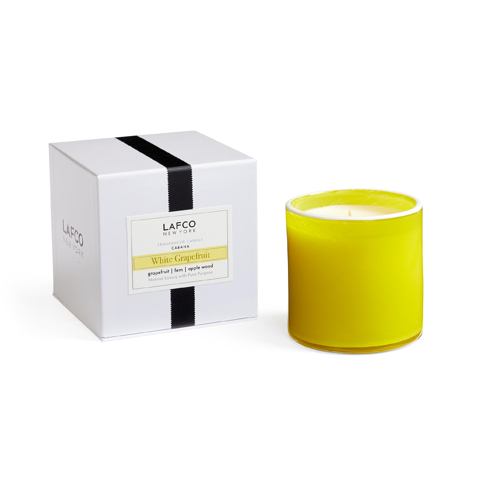 LAFCO New York Signature Candle, White Grapefruit - 15.5 oz - 90-Hour Burn Time - Reusable, Hand Blown Glass Vessel - Made in The USA