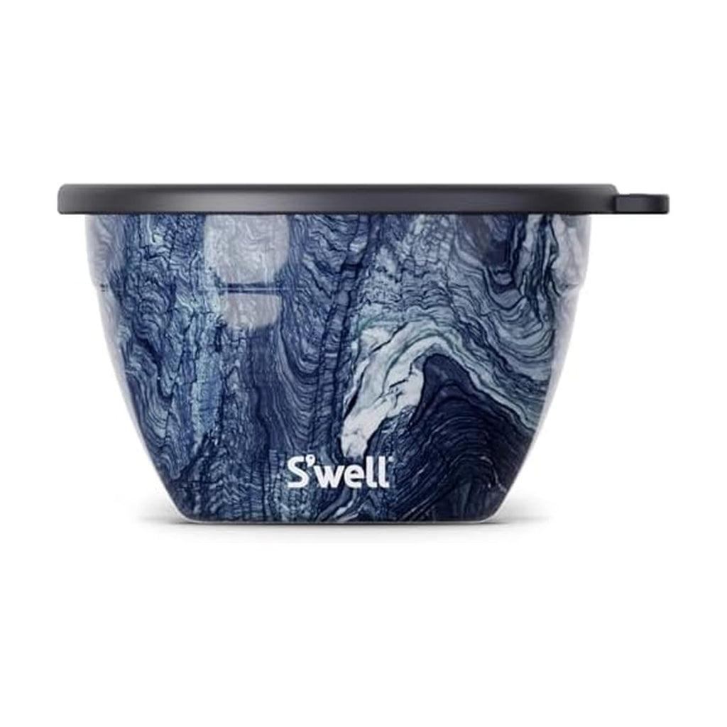 S’well Stainless Steel 64oz Salad Bowl Kit in Onyx, Comes with 2oz Condiment Container and Removable Tray for Organized Serving, Leak-Proof and Dishwasher Safe