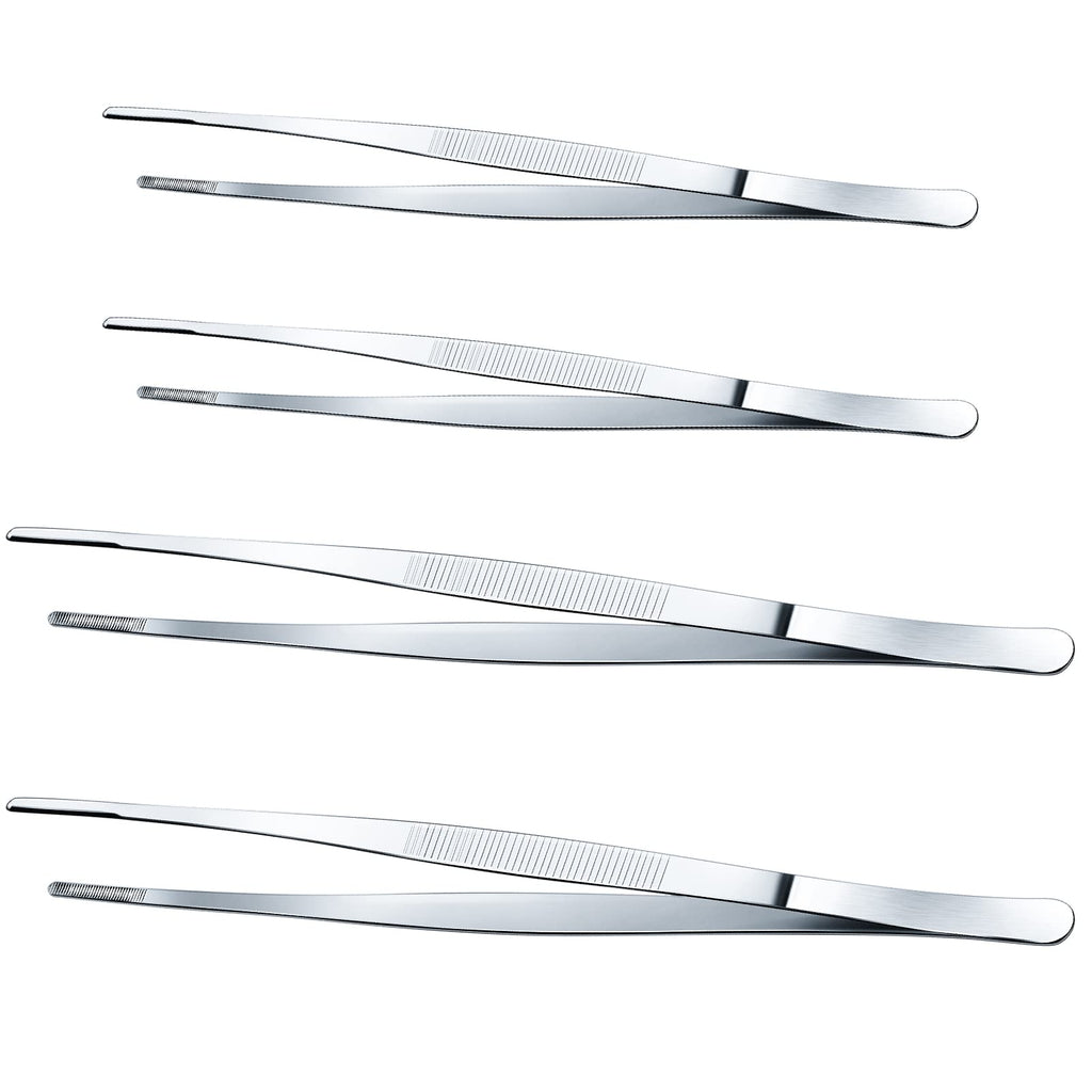 Yaomiao 4 Packs 10 Inch Cooking Tweezers Bar Kitchen Tongs, Black