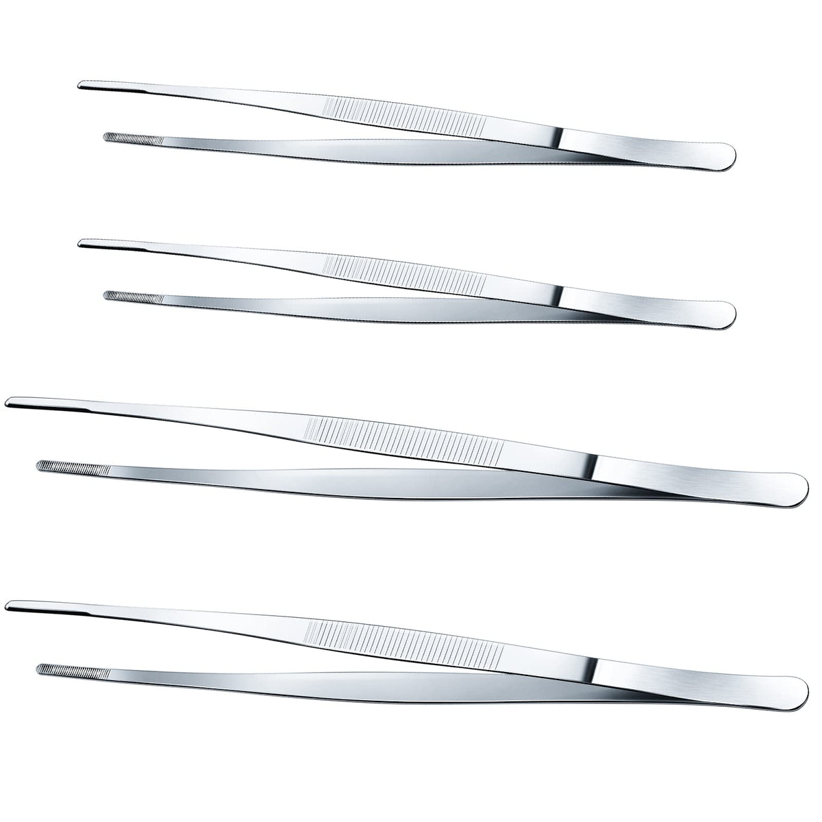 Yaomiao 4 Packs 10 Inch Cooking Tweezers Bar Kitchen Tongs, Black