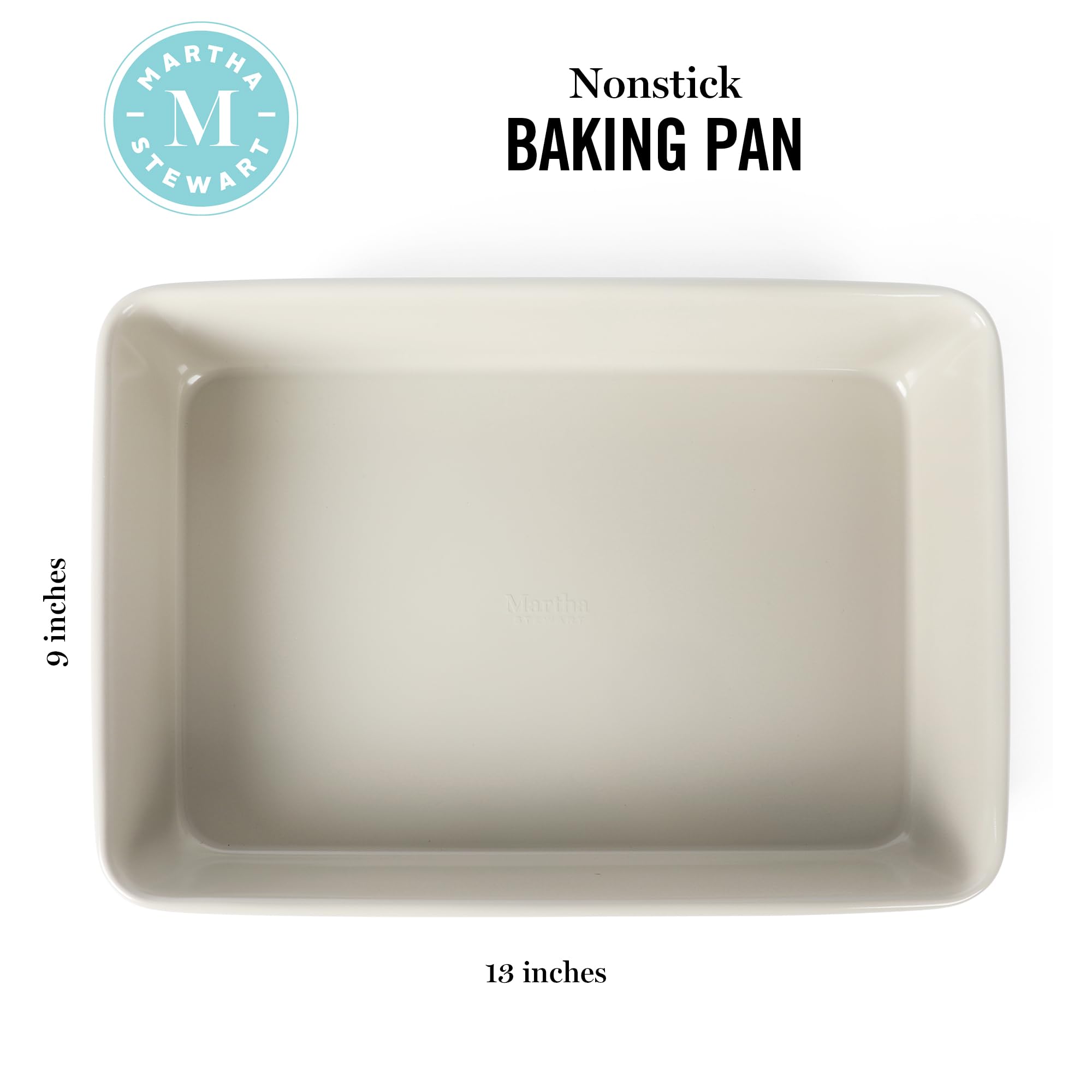 Martha Stewart Gallen 13 x 9 Inch Rectangular Nonstick Carbon Steel Cake and Baking Pan – Cool Grey, Durable Bakeware for Even Cooking and Easy Release