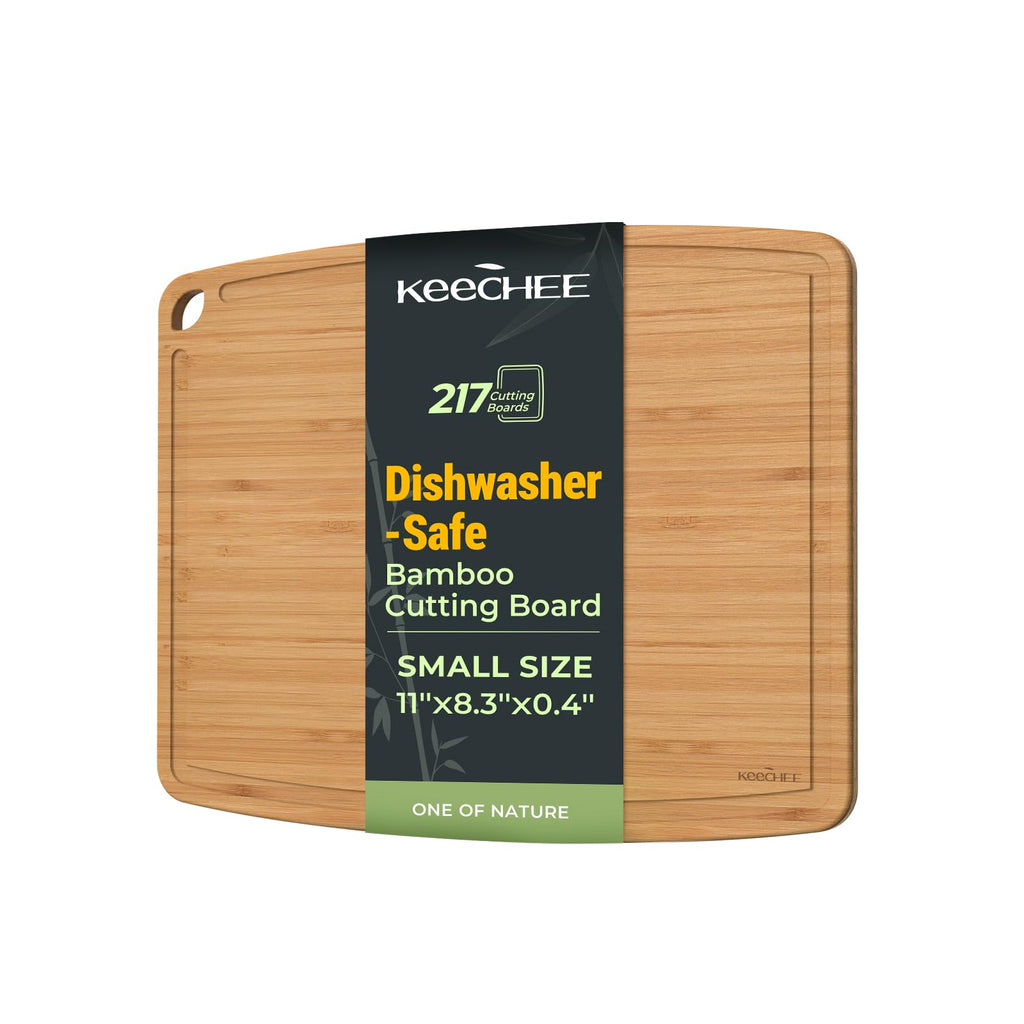 Keechee Dishwasher Safe Bamboo Cutting Boards 15.4x11.7in Heat-Resistant Chopping & Charcuterie Board with Juice Groove, Durable Lightweight Kitchen Essentials for Meat, Vegetables, Easy Clean