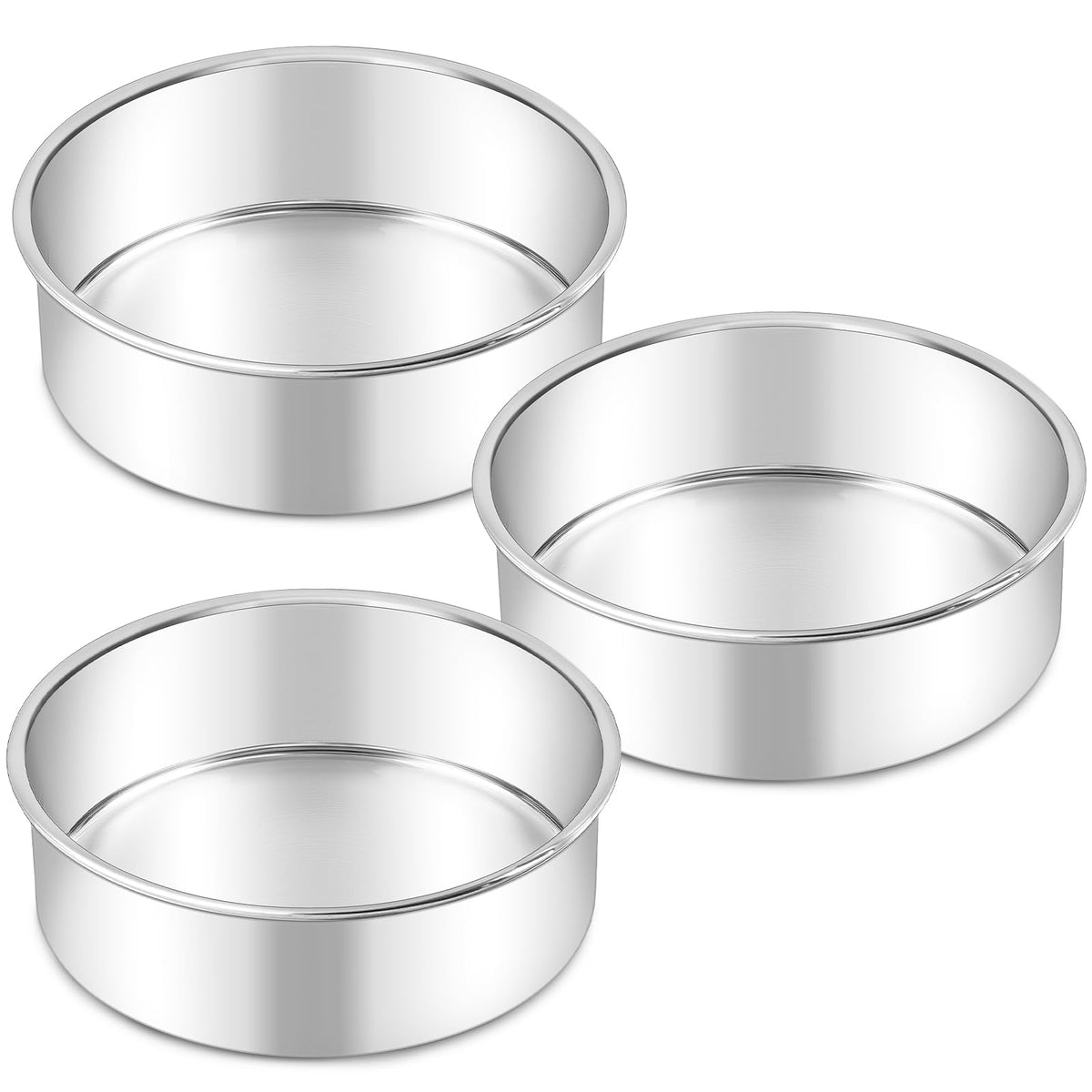 LIANYU 6 Inch Cake Baking Pans Set of 4, Stainless Steel Round Cake Bake Pan Non Stick, Fit in Pot Pressure Cooker Air Fryer, Healthy & Toxic Free, Leak-proof & Dishwasher Safe, Black