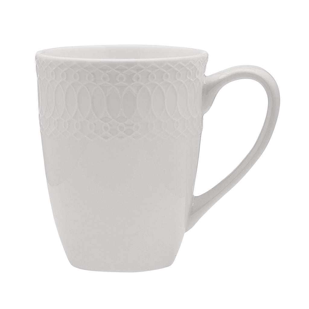 Mikasa Levi 40 Piece Bone China Dinnerware Set, Embossed Plates Bowls, Chip-Resistant, Lightweight, Elegant and Durable, Service for 8, White