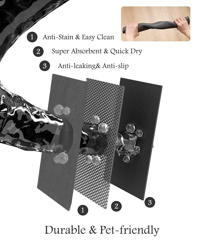 PADOOR Pet Feeding Mat-Absorbent Dog Mat for Food and Water Bowl-No Stains Quick Dry Water Dispenser Mat-Dog Accessories Pet Supplies-Bowl for Messy Drinkers（Darkgrey,17"x28"）