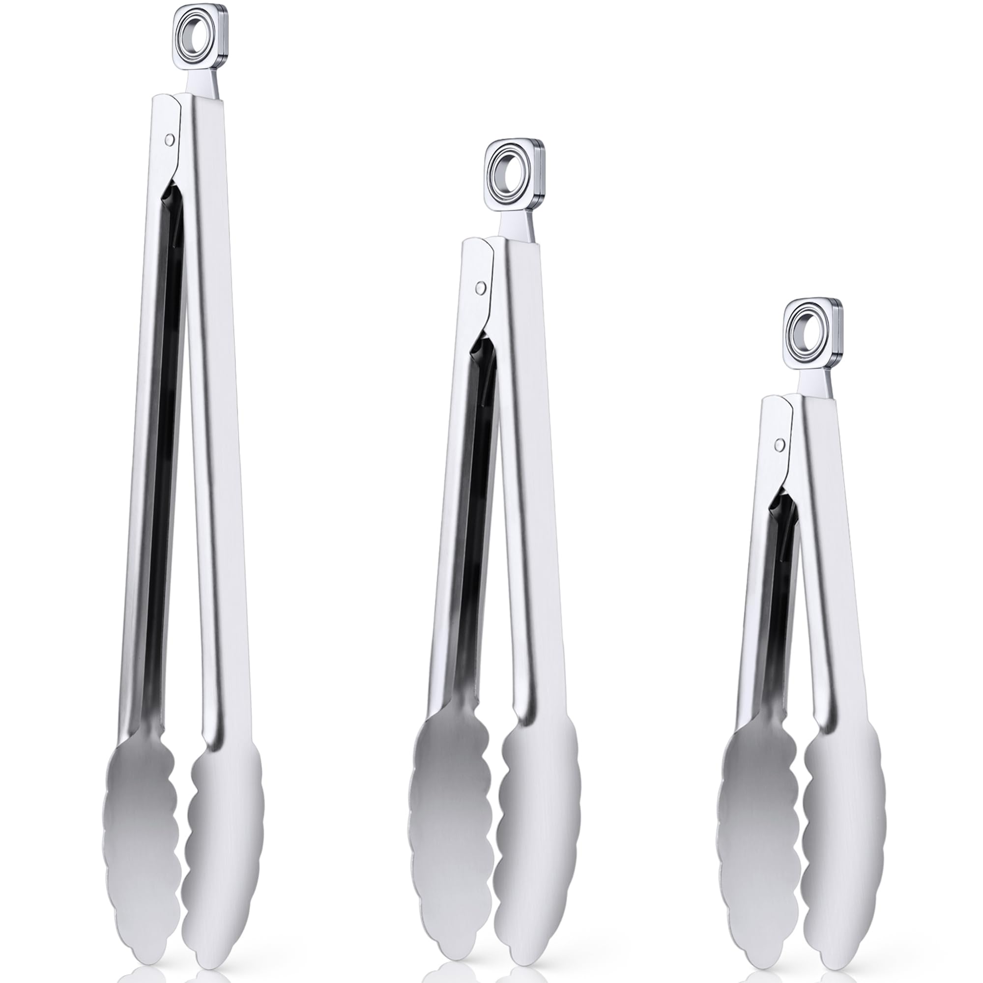 7/9/12 Inch Kitchen Tongs for Cooking, Heat Resistant Stainless Steel Tongs