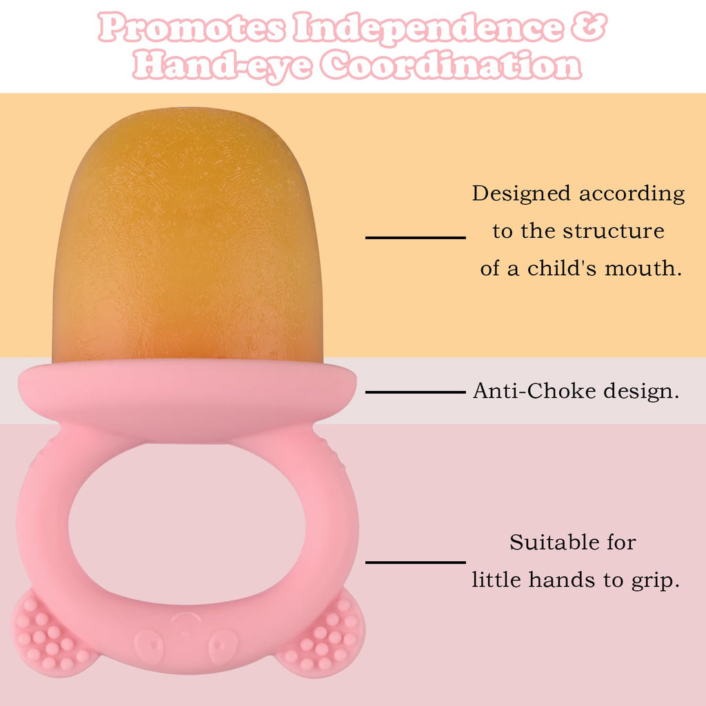 HUAKENER Mini Popsicle Molds, Silicone Popsicle Mold for Toddlers, 6-Cavity Ice Pop Molds with Handle for Making Healthy Baby Food, Breastmilk Popsicle (Pink)