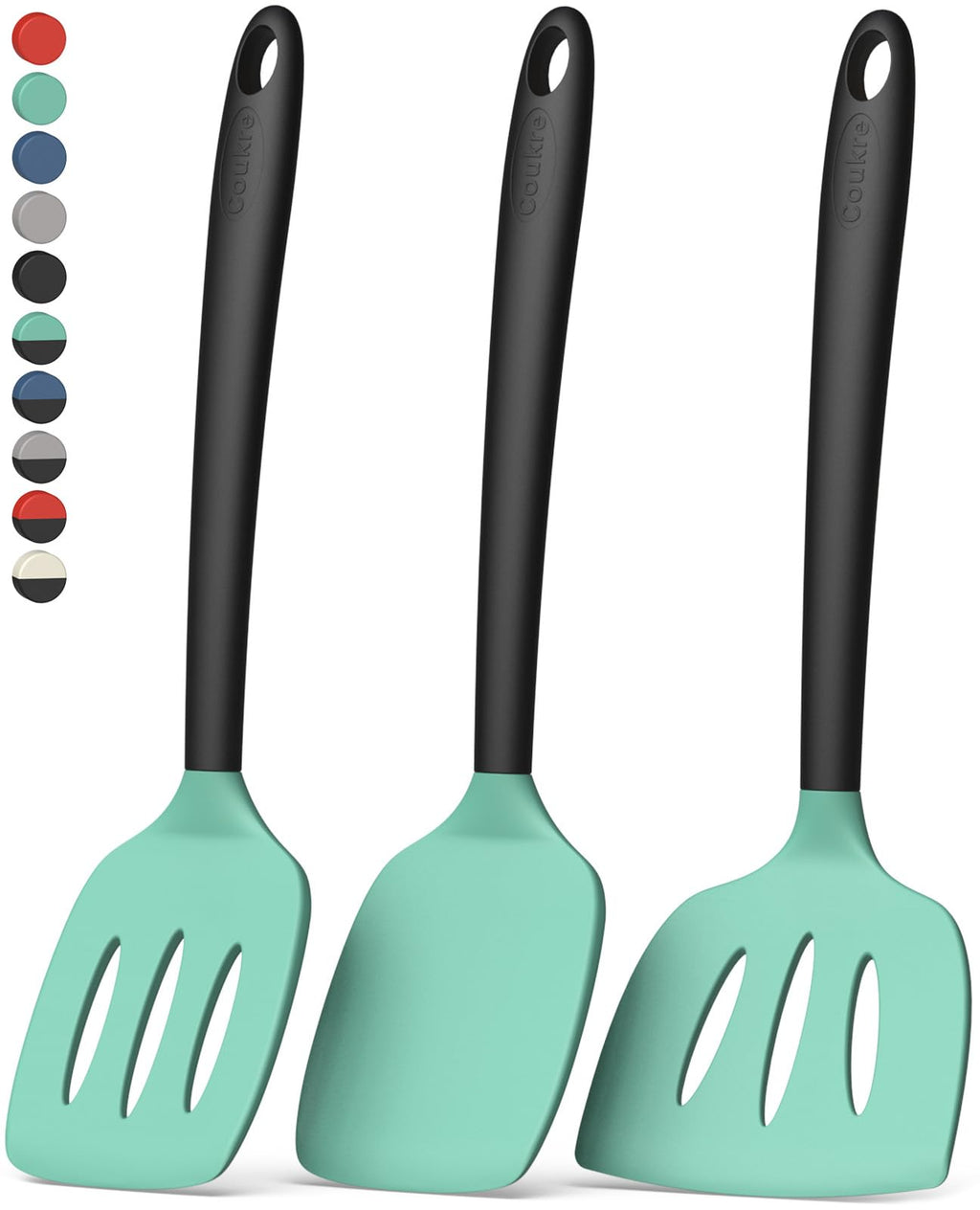 Coukre 3 Pack Silicone Spatula Set, Heat Resistant to 500°F, BPA-Free