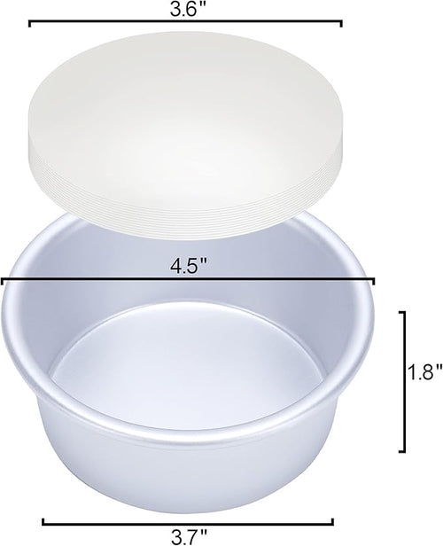 4 Inch Cake Pan Set of 8, Aluminum Mini Cake Pans & 100PCS Parchment Paper